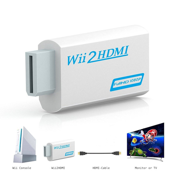 2-Pack Wii till HDMI Adapter Kompatibel med Nintendo Wii 1080p