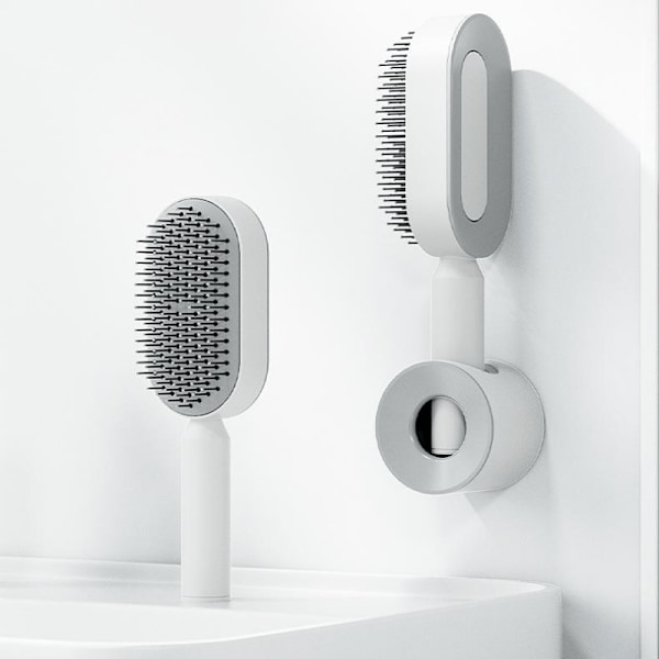 Hårborste + Hållare med Lyxig Design Vit 2-Pack