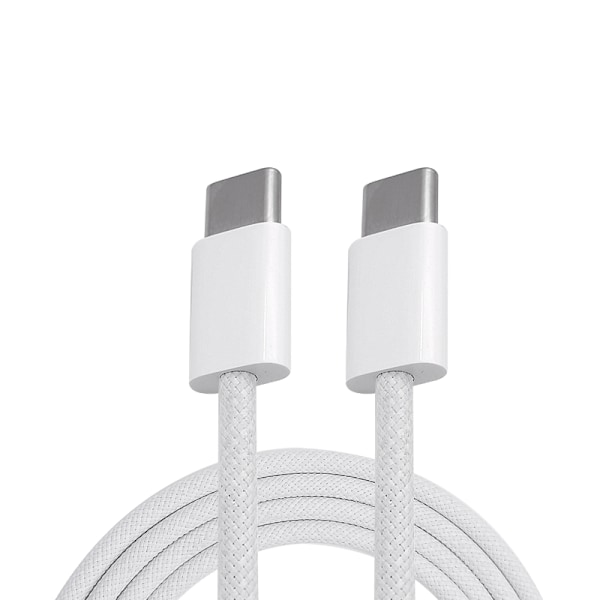 Nylonflätad USB-C till USB-C Kabel Vit - Quick Charge 1m