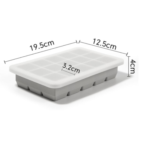 Ice Cube Tray - Stora Isbitar - Grå 2-Pack