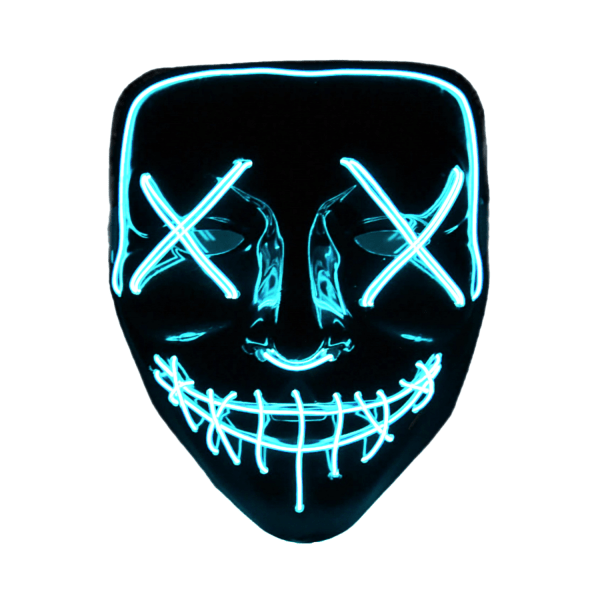 The Purge El Wire Halloween LED Mask Svart (Turkos)