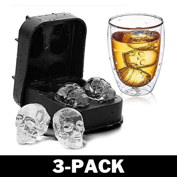 Is/Choklad/Geléform 3D Dödskalle till Whiskey 3-Pack