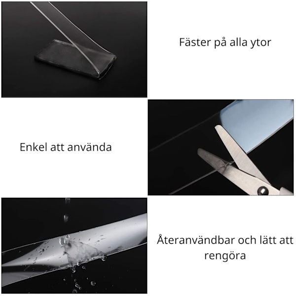 Återanvändbar NanoTejp Dubbelhäftande Transparent 3 m 1-Pack