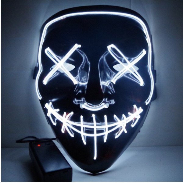 The Purge El Wire Halloween LED Mask Flera Färger Vit