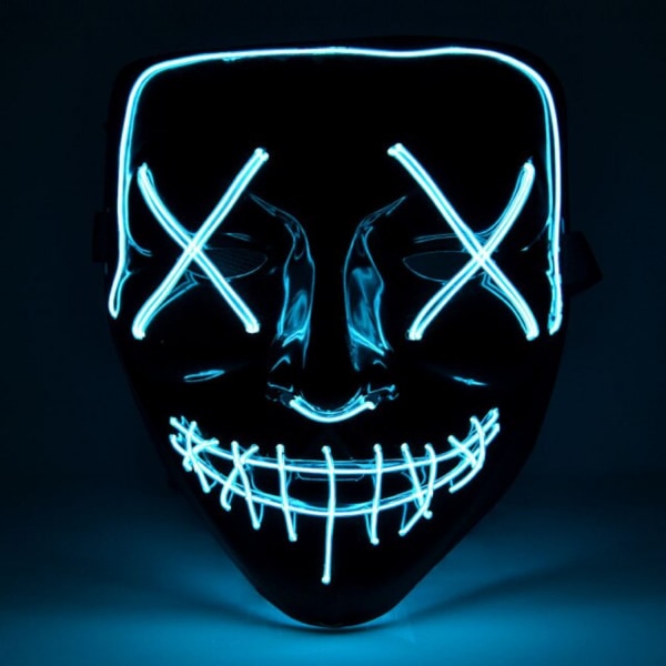 The Purge El Wire Halloween LED Mask Flera Färger Turkos