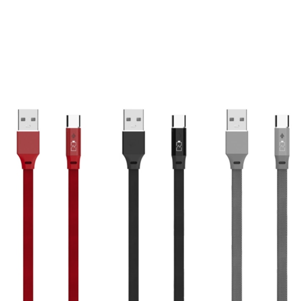 Quick Charge USB-C Laddkabel med Indikator 1M Svart 2-Pack