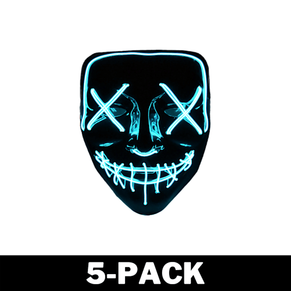 The Purge El Wire Halloween LED Mask Svart (Turkos) 5-Pack