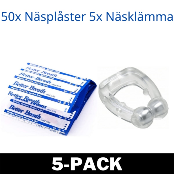 Anti-Snark Kit - Näsplåster och Näsklämma - Sov Bättre 5-Pack