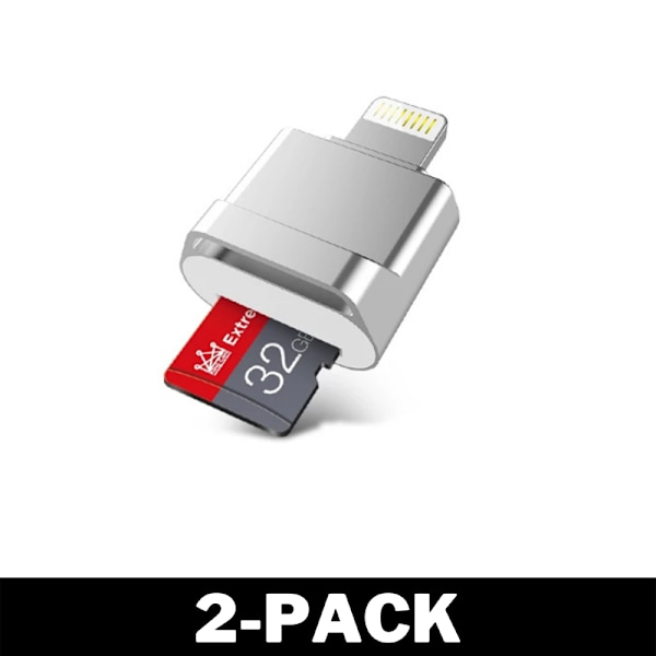 Lightning Micro SD Kortadapter Mini Silver 2-Pack