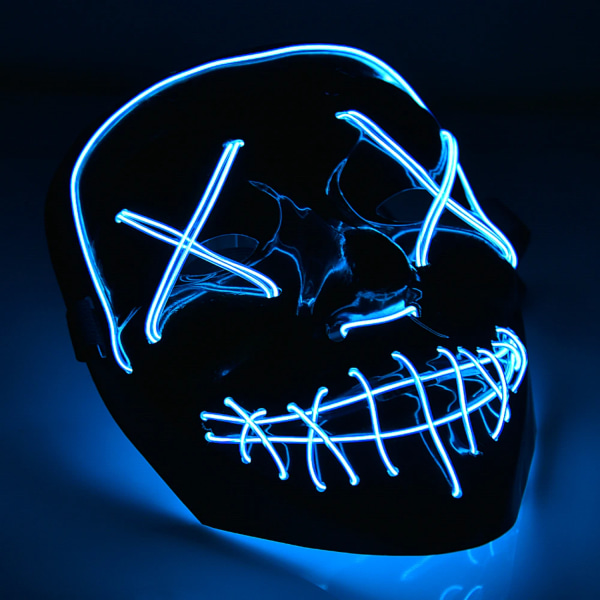 The Purge El Wire Halloween LED Mask Svart (Blå) 8-Pack