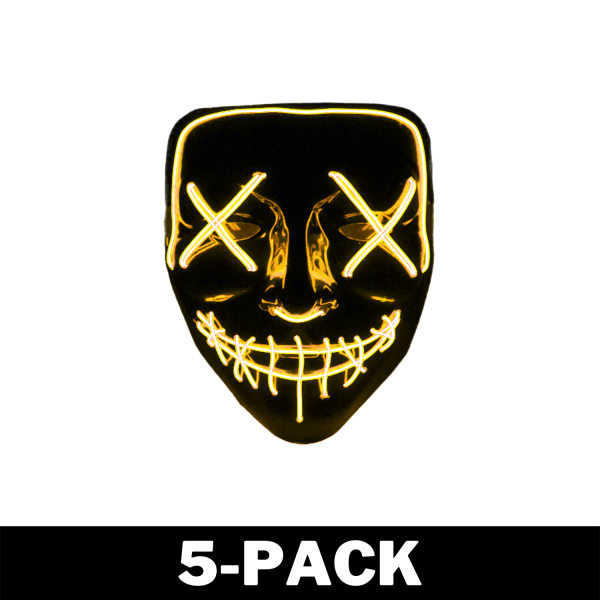 The Purge El Wire Halloween LED Mask Svart (Gul) 5-Pack