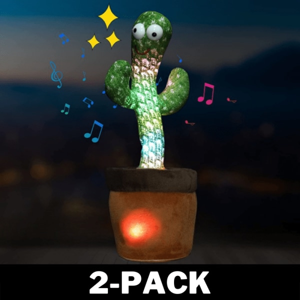 Galen Kaktus - Dansar, sjunger och härmar - LED 2-Pack