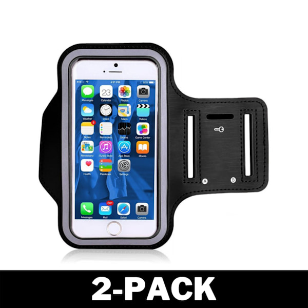 Sportarmband Universell Mobilhållare Svart - Storlek L 2-Pack