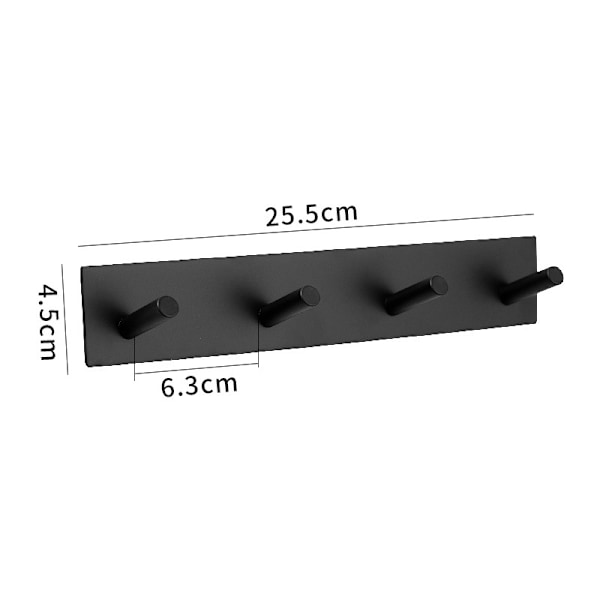 Självhäftande Fyrkrok - Handdukshängare i Svart 2-Pack