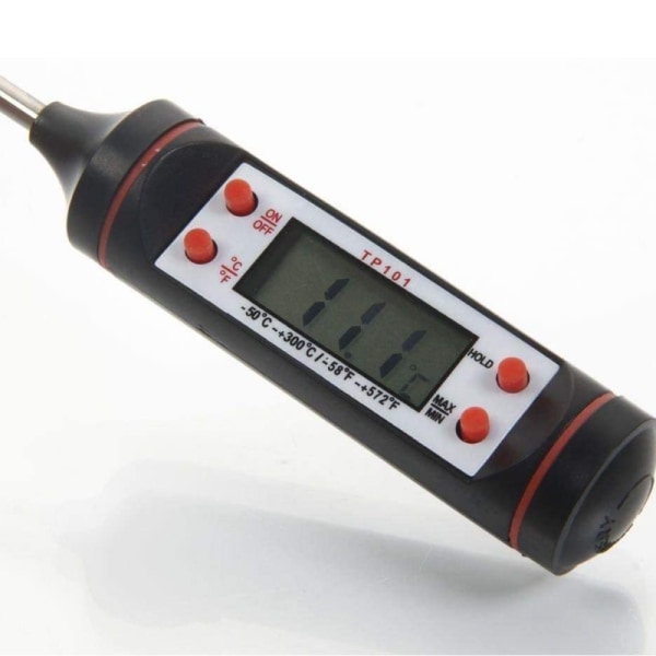 Stilren Stektermometer med LCD Display Svart