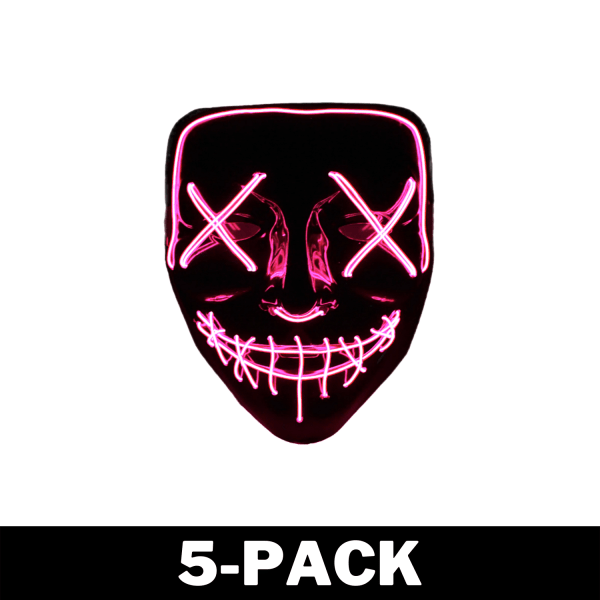 The Purge El Wire Halloween LED Mask Svart (Rosa) 5-Pack