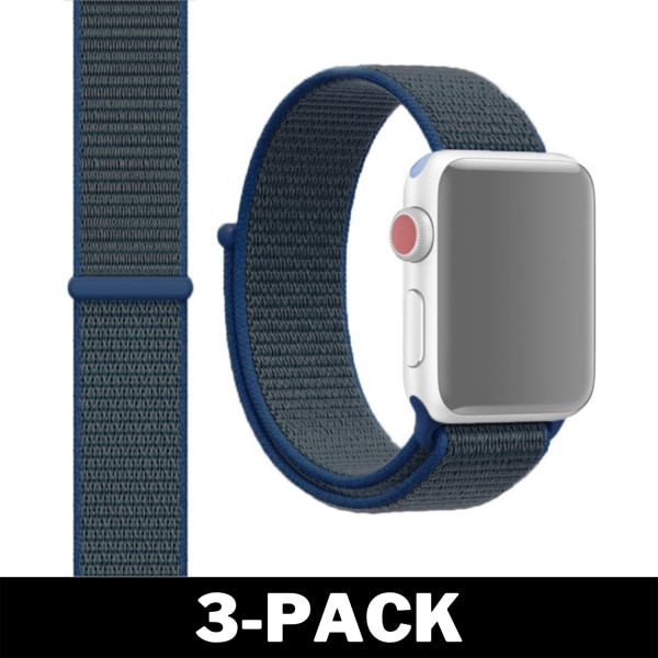 Apple Watch 42mm / 44mm Nylonarmband Mörkblå 3-Pack
