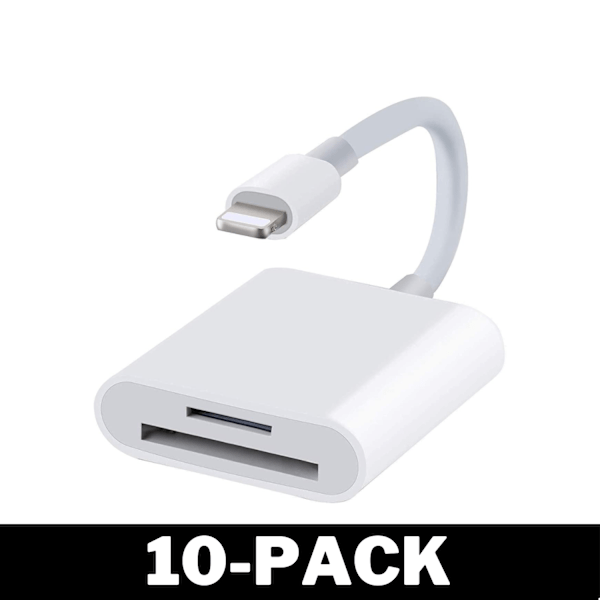 Lightning till SD Kortläsare iPhone Vit-SD Card Reader 10-Pack