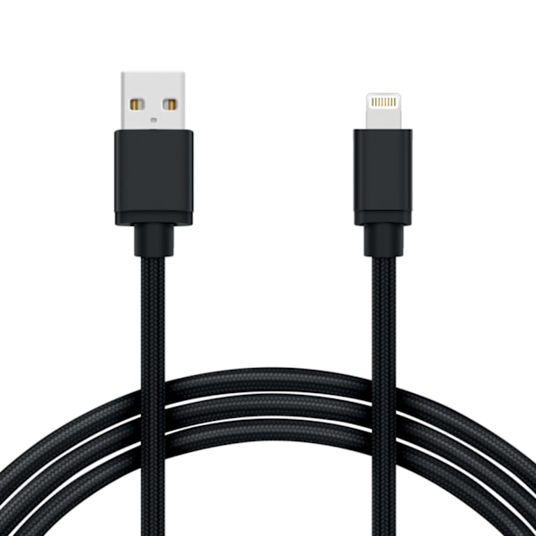 2M Lightning Kabel iPhone Laddare Nylon Quick Charge Svart Default Title