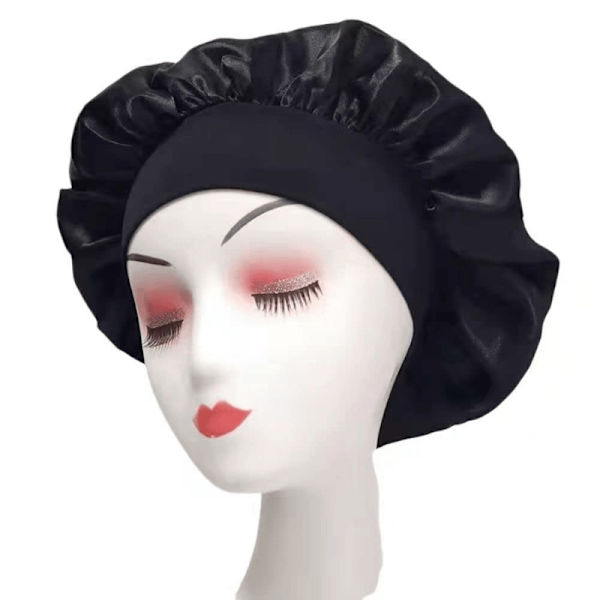 Sovmössa / Satin Bonnet - Skydda ditt hår - One Size Svart Default Title