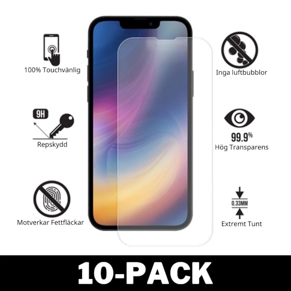 Skärmskydd för iPhone 13 Pro Max Härdat Glas 10-Pack