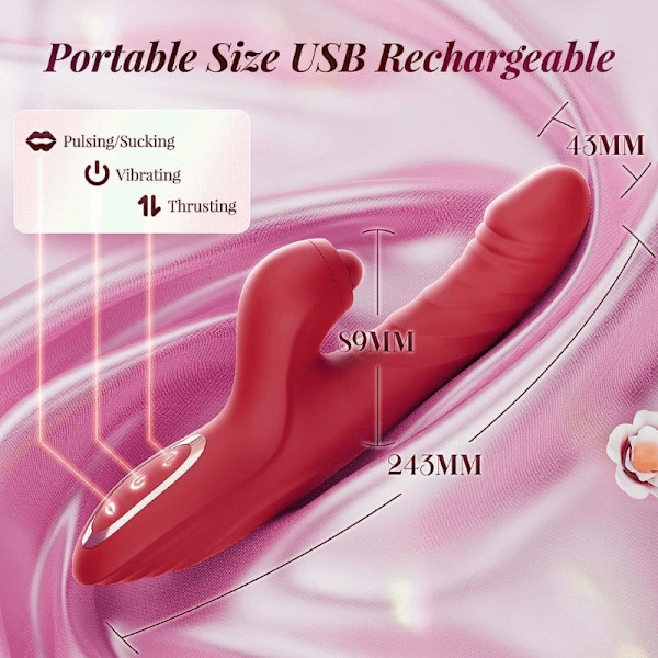 Kraftfull Rabbitvibrator / Dildo för Maximal Njutning Röd Default Title