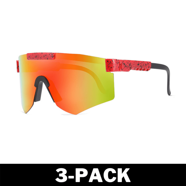 Polariserade Sportsolglasögon Unisex Crimson Röd 3-Pack
