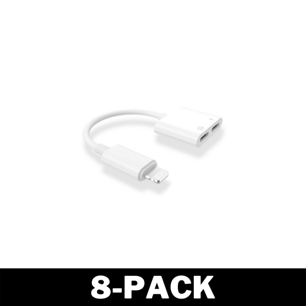 Lightning Splitter - Dual Ingång 2-in-1 iPhone Vit 8-Pack