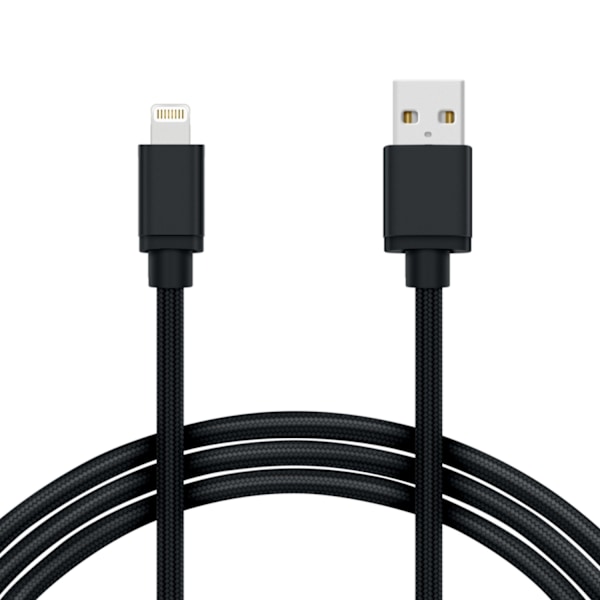 1M Kabel Lightning iPhone Laddare Nylon Quick Charge Svart Default Title