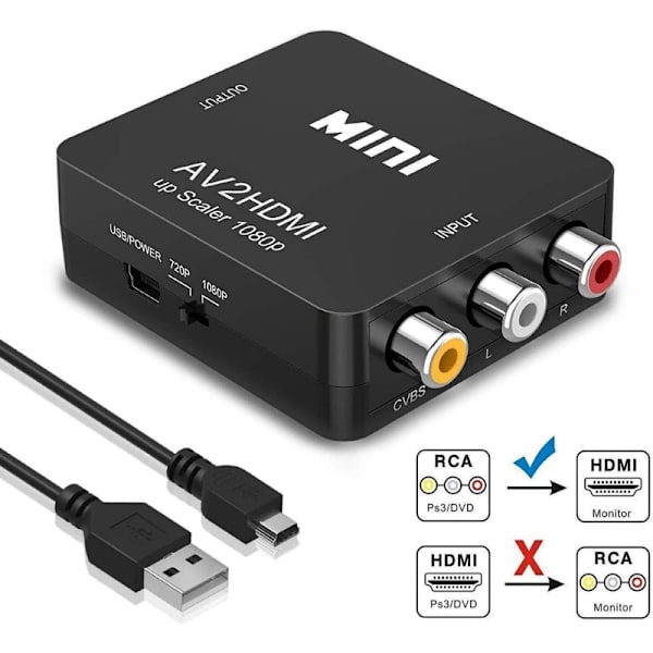 RCA till HDMI Omvandlare Nintendo & Sony Konsoler Svart Default Title