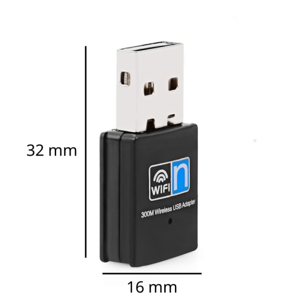 USB WIFI Adapter - Svart - 300 Mbps