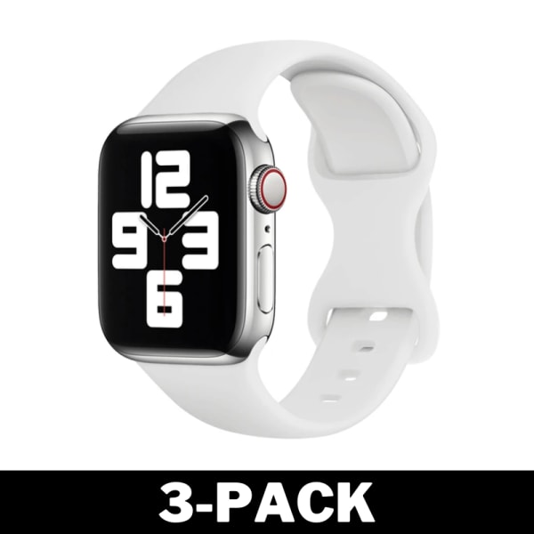 Armband i Silikon för Apple Watch 38/40/41 mm Vit S 3-Pack