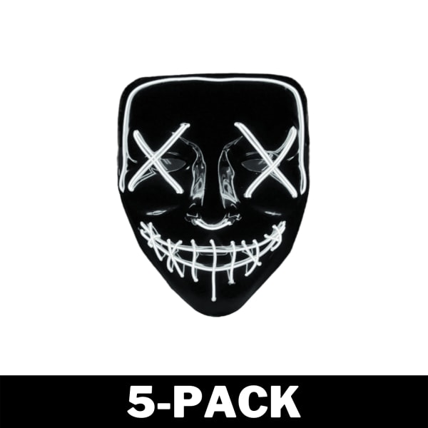 The Purge El Wire Halloween LED Mask Svart (Vit) 5-Pack