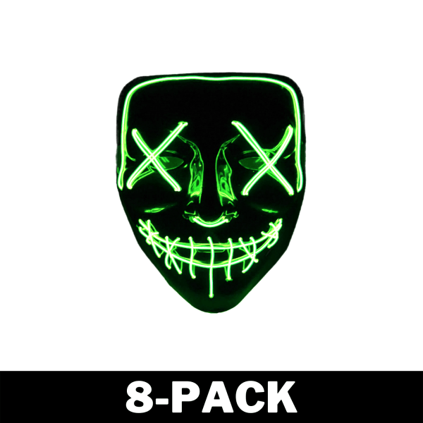 The Purge El Wire Halloween LED Mask Svart (Grön) 8-Pack
