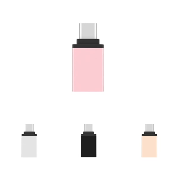 Högkvalitativ USB till USB-C Adapter - Metallic Rosa