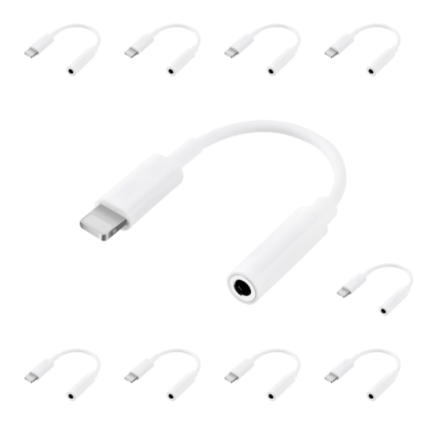 Lightning / USB-C till AUX Adapter 3,5 mm Paket LightningAUXMikrofon10Pack