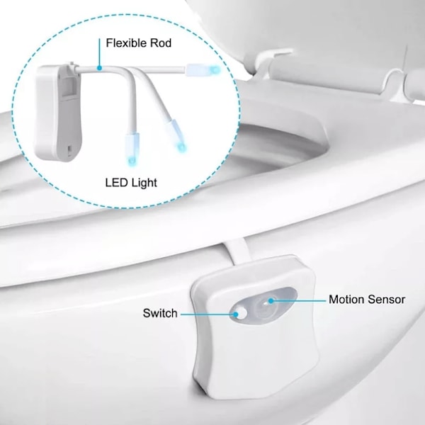 Toalettlampa med Rörelsesensor LED - 8 Färger