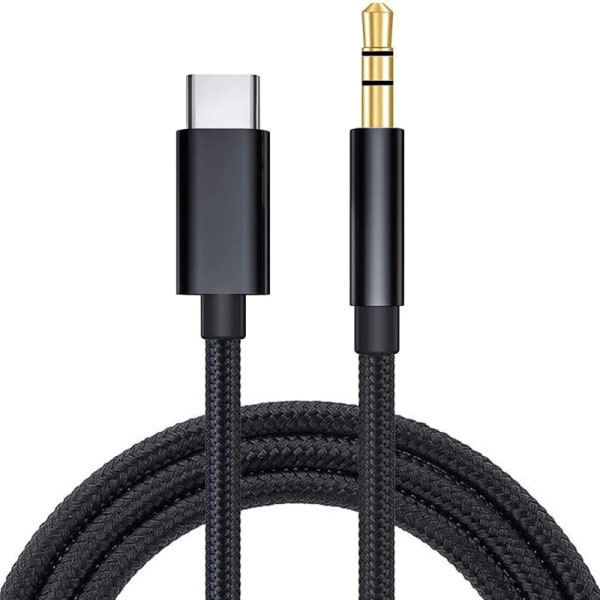 2M Stilren USB-C till AUX 3.5mm Kabel Svart 2-Pack