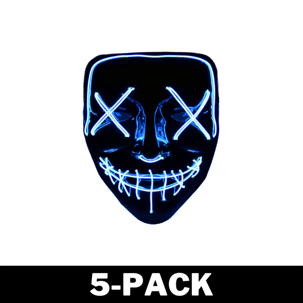 The Purge El Wire Halloween LED Mask Svart (Blå) 5-Pack