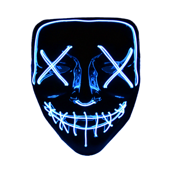 The Purge El Wire Halloween LED Mask Svart (Blå) 1-Pack