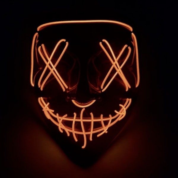 The Purge El Wire Halloween LED Mask Flera Färger Orange 2-Pack