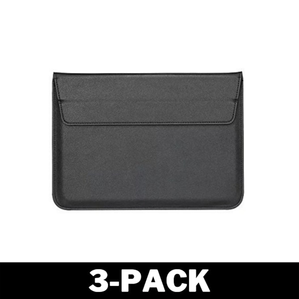 Datorfodral i Läder 15 tum Laptop / Macbook Svart 3-Pack