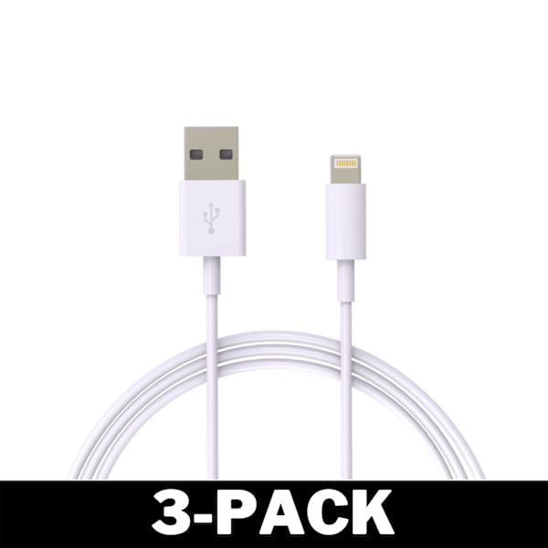 2M Lightning Snabb Laddare Kabel Till iPhone Vit iOS14 3-Pack