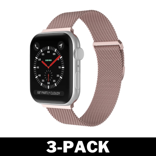 Apple Watch 38 / 40 mm Milanese Loop Metall Armband Rosé Guld 3-Pack