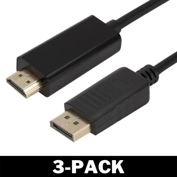 1.8 m DP till HDMI Kabel - Snabb Överföring Svart 3-Pack