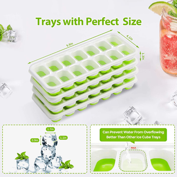 Isbitsform - 14 Isbitar - Ice Cube Tray Grön / Vit
