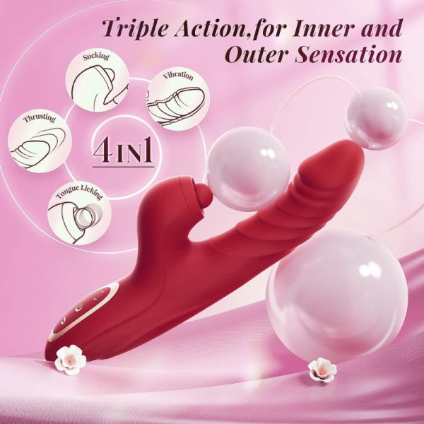 Kraftfull Rabbitvibrator / Dildo för Maximal Njutning Röd