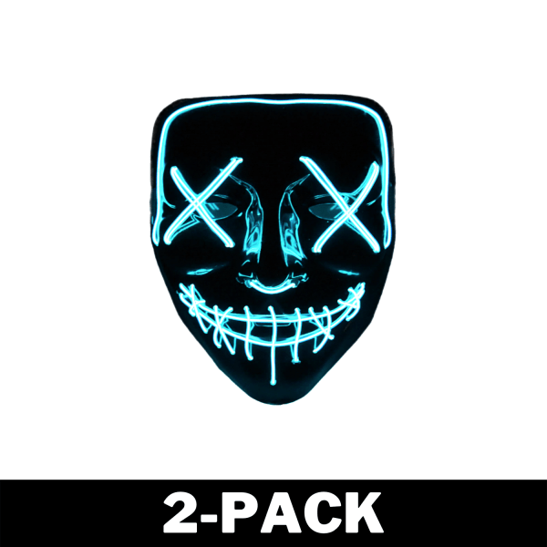 The Purge El Wire Halloween LED Mask Svart (Turkos) 2-Pack