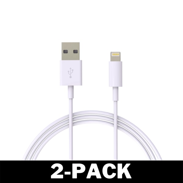 2M Lightning Snabb Laddare Kabel Till iPhone Vit iOS14 2-Pack