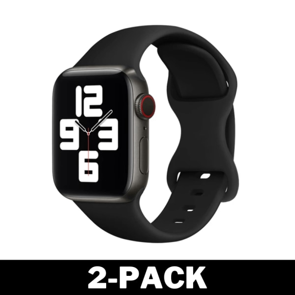 Armband i Silikon för Apple Watch 38/40/41 mm Svart S 2-Pack